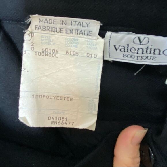 Valentino Vintage 80’s Wool Black Faux Wrap Skirt - Picture 11 of 12